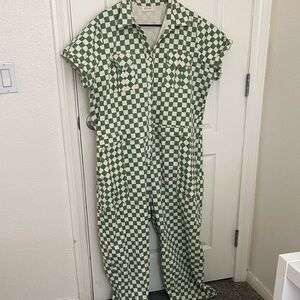 Green checkered jumpsuit size XXL